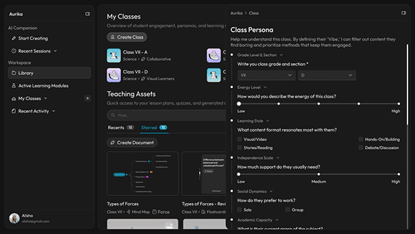 Creating New Class — Class Persona form