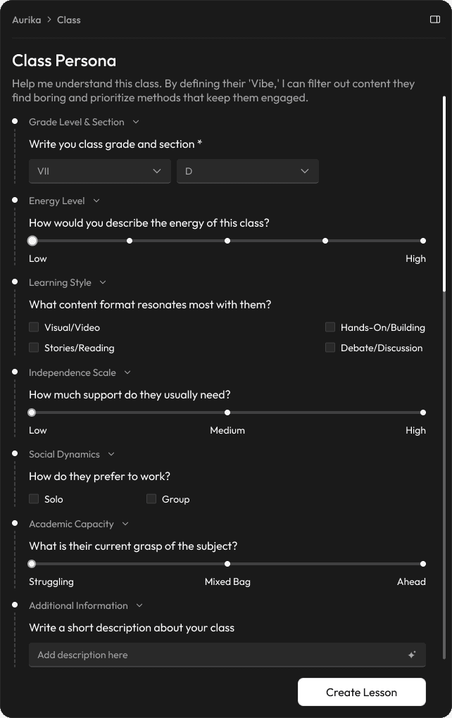 Class Persona Identification Wizard