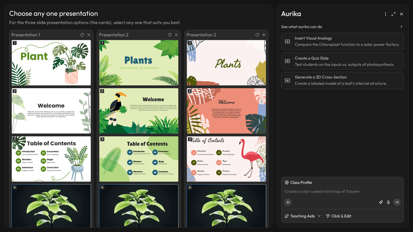 Presentation theme iteration selector with topic-specific designs