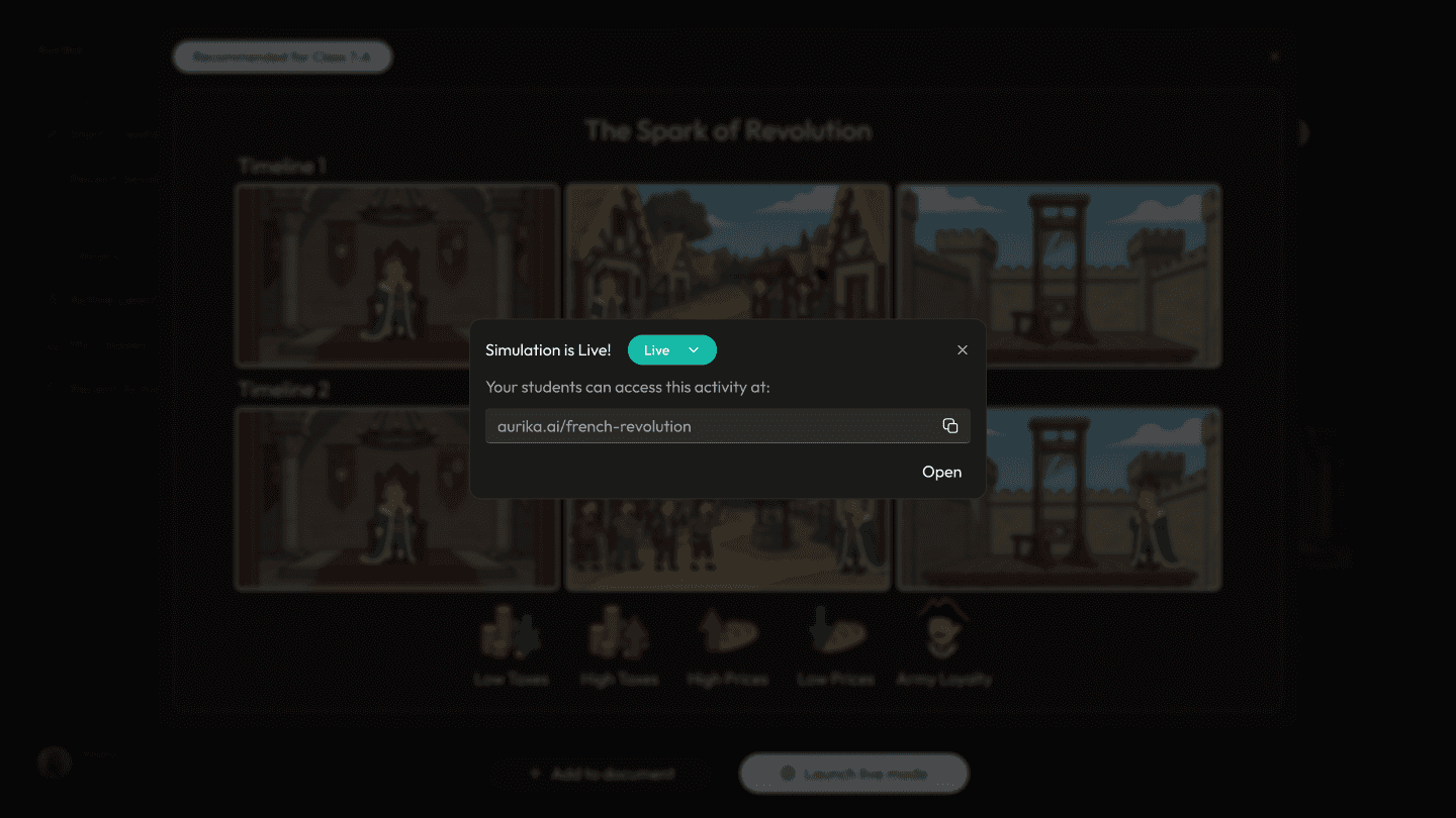 Simulation Hosting Screen — Launch Live Mode