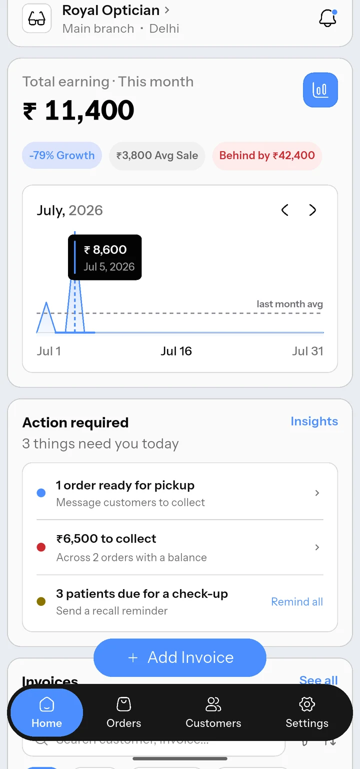 Home: the billing desk