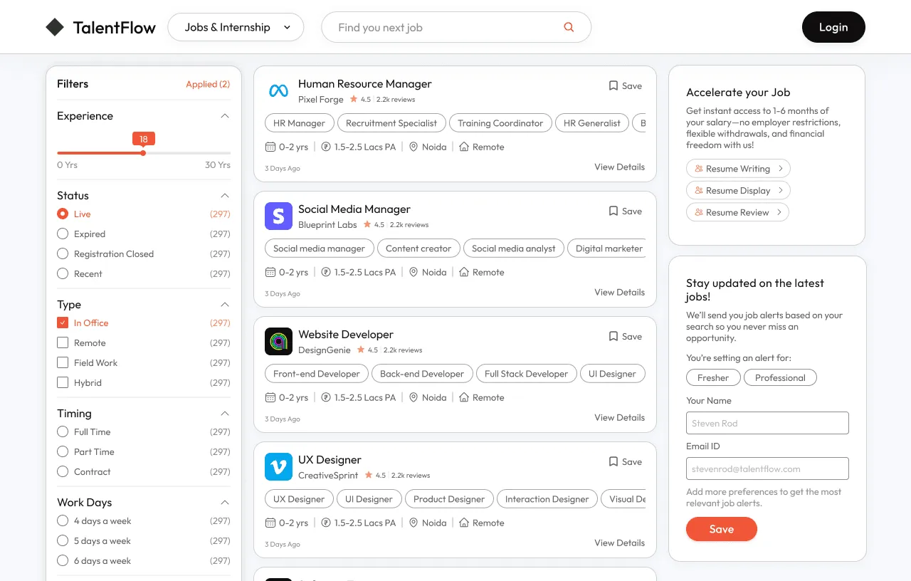 TalentFlow — Contextual mentorship upsell in job feed